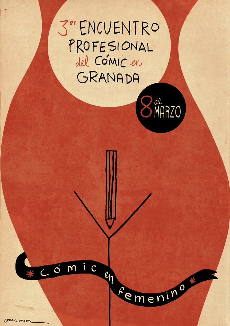 Cartel del tercer Encuentro Profesional del Cómic de Granada dedicado a las mujeres del cómic y protagonizado por Carla Berrocal